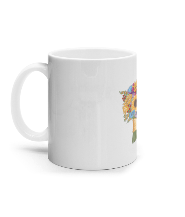 Buchet floarea soarelui  Cana Ceramica Alba
