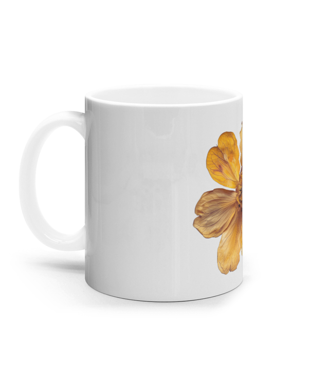 Zamburi cu grai, Yellow Flower, Cana Ceramica Alba