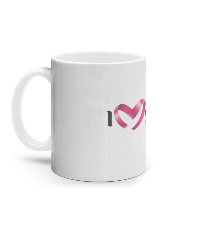 Cană ceramică albă - cu logo I Love Mediaș negru