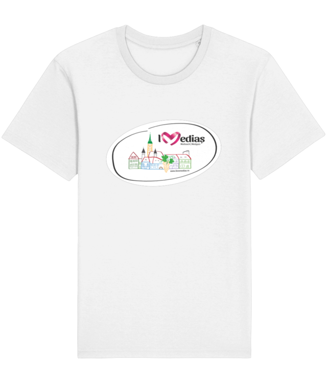 Tricou unisex tubular din bumbac organic Rocker - I Love Mediaș by the kids, logo original