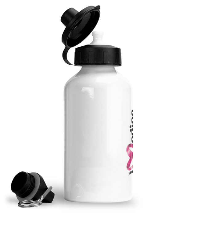 Bidon sport din aluminiu cu carabina - cu logo I Love Mediaș negru