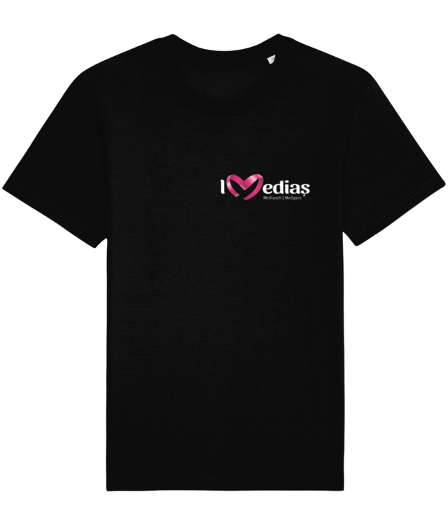 Tricou unisex tubular din bumbac organic Rocker - cu logo I Love Mediaș alb