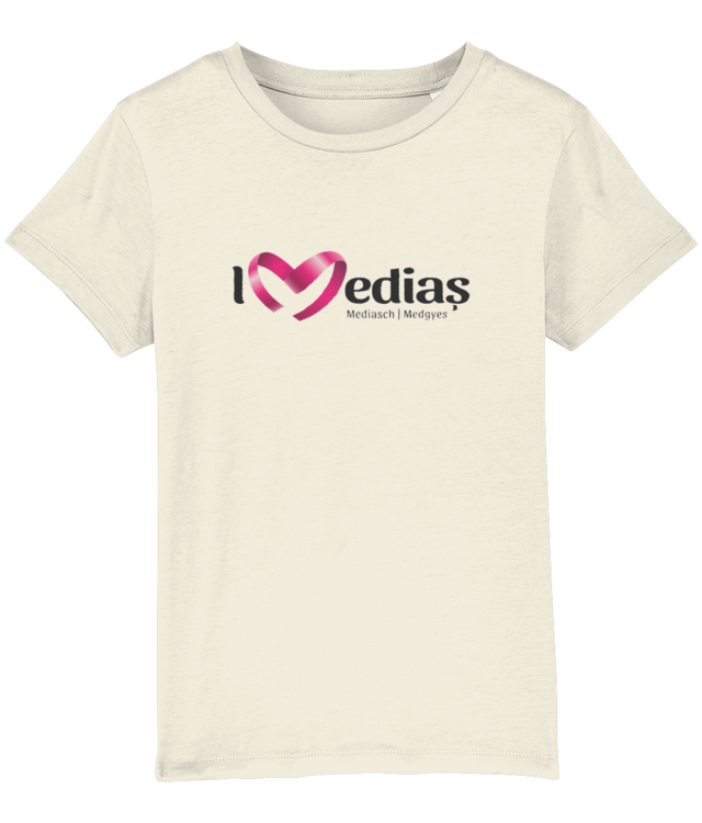 Tricou copii, bumbac premium Mini Creator 2.0 - cu logo I Love Mediaș mare, negru