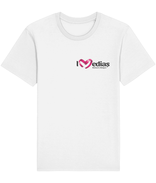 Tricou unisex tubular din bumbac organic Rocker - cu logo I Love Mediaș negru