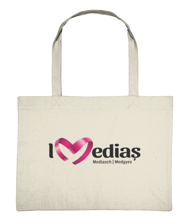 Sacoșă de cumpărături unisex din bumbac organic - cu logo I Love Mediaș negru