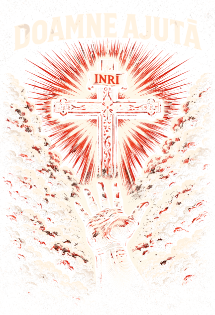 Doamne Ajuta Cross INRI Vintage Religious Design Tricou
