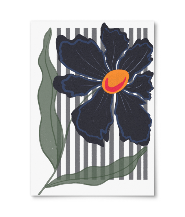 Minimal flower illustration with stripes  William Turner | A4 Portrait