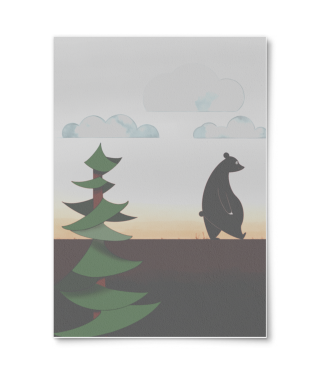 Bear walking in the woods Photo Matt Fibre 200 | A4 Portrait