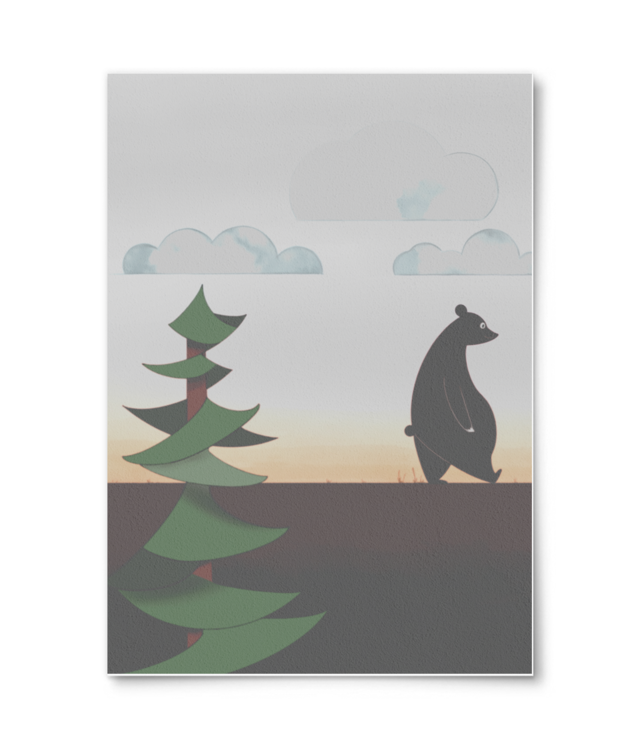 Bear walking in the woods William Turner | A4 Portrait