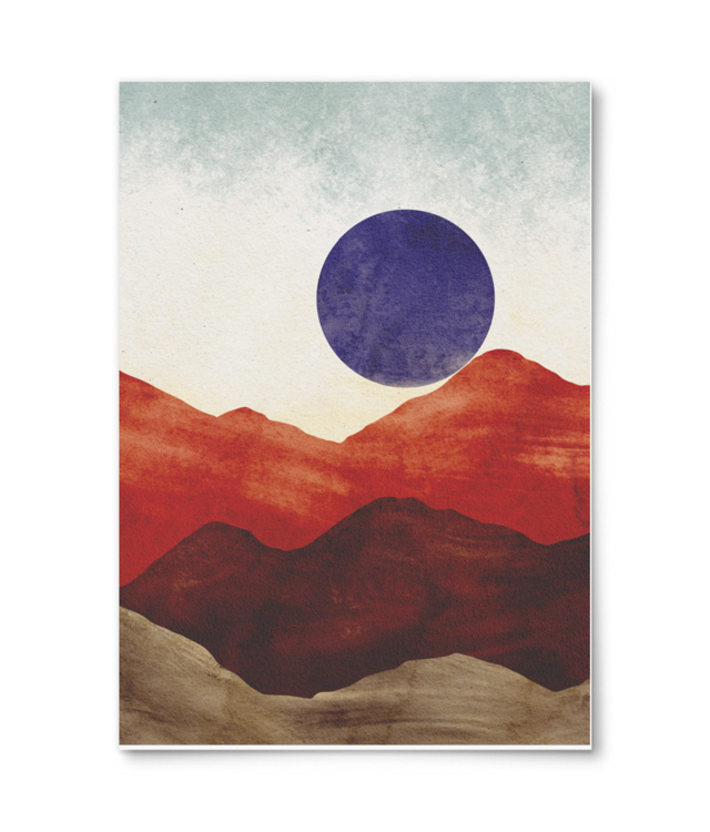Moon and mountains retro Photo Matt Fibre 200 | A4 Portrait