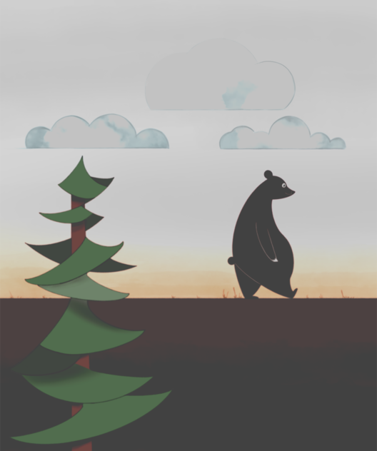 Bear walking in the woods