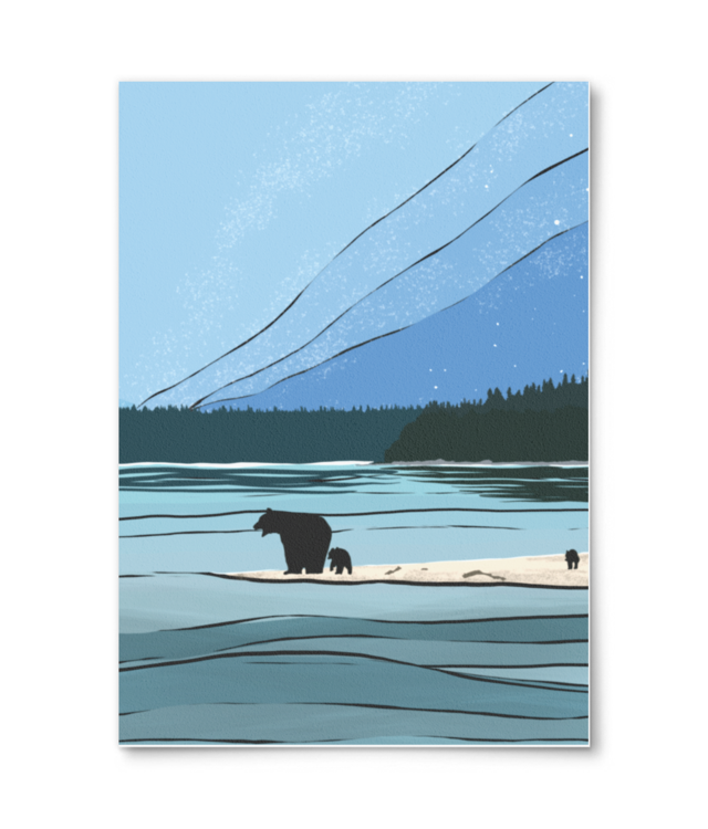 Aventură în Sălbăticie – Ilustrație Minimalistă cu Urși William Turner | A4 Portrait
