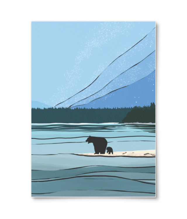 Aventură în Sălbăticie – Ilustrație Minimalistă cu Urși Photo Matt Fibre 200 | A4 Portrait