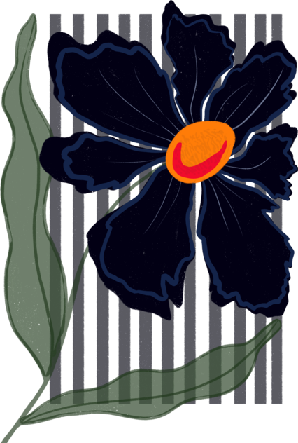 Minimal flower illustration with stripes 