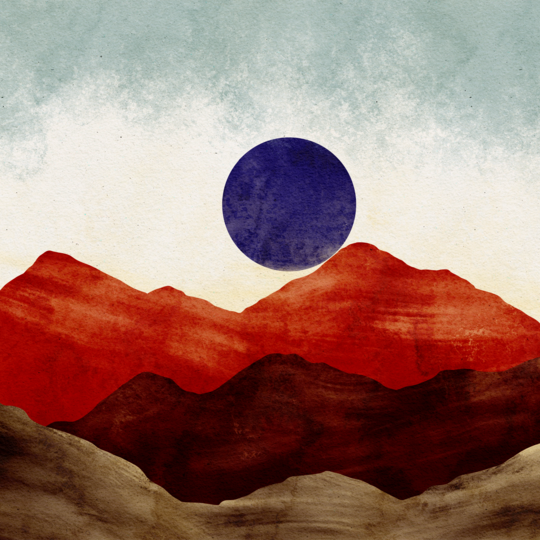 Moon and mountains retro