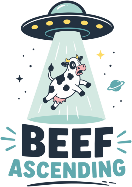 Beef Ascending Funny UFO Cow Alien Abduction Retro Sci Fi Humor