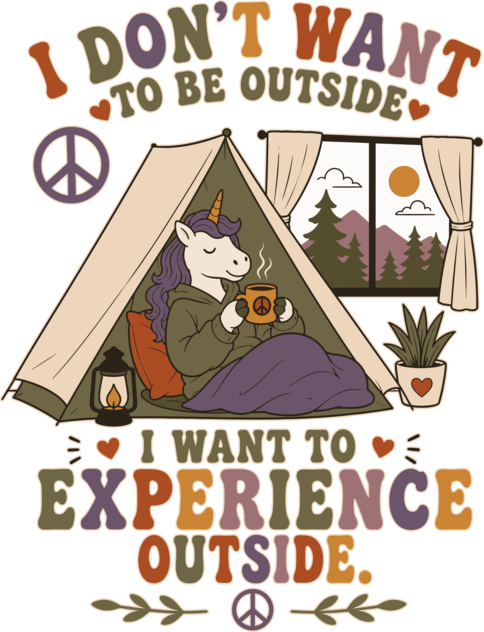 Funny Camping Hippie Unicorn Design for Introverts and Cozy Living Fans