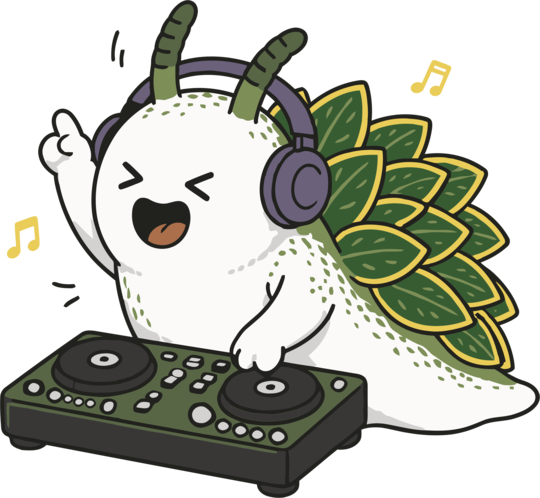 Funny DJ Leaf Sheep Sea Slug Cartoon Cute Music Lover Ocean Animal