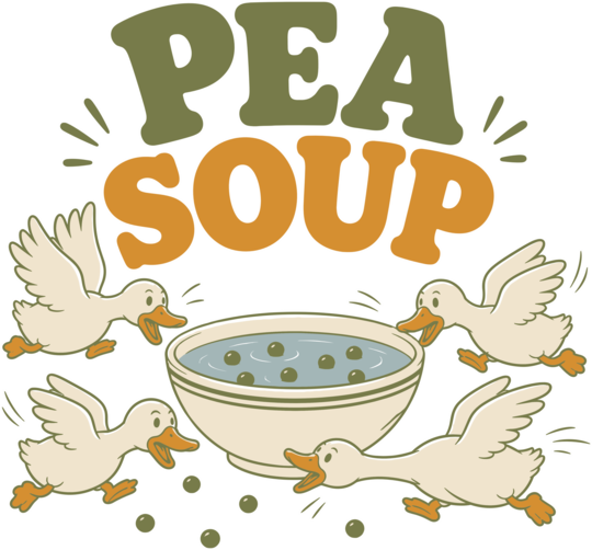 Funny Duck Pun Humor Design Featuring Pea Soup