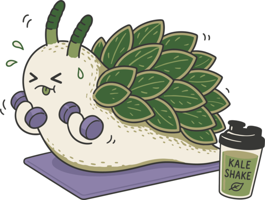 Funny Leaf Sheep Sea Slug Gym Cartoon Cute Marine Fitness Workout Humor