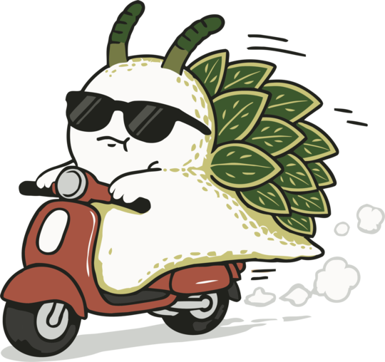 Funny Leaf Sheep Sea Slug Riding Scooter Cute Ocean Animal Summer