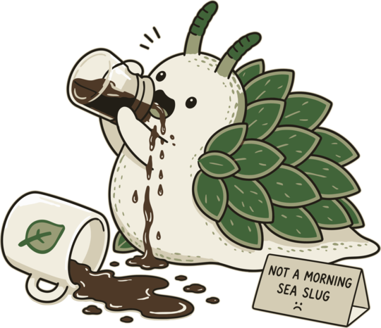 Funny Not a Morning Sea Slug Coffee Cartoon Cute Marine Animal Humor