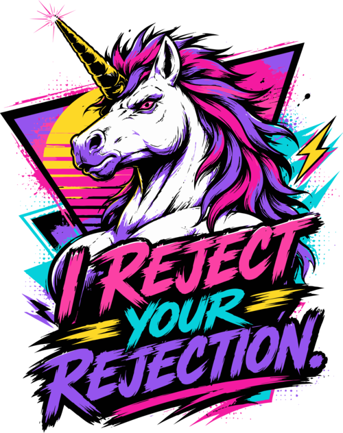 Funny Rejection Unicorn Retro Vaporwave Tee for Resilient Misfits