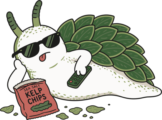 Funny Relaxing Leaf Sheep Sea Slug Cartoon Cute Ocean Animal TV Snack Humor