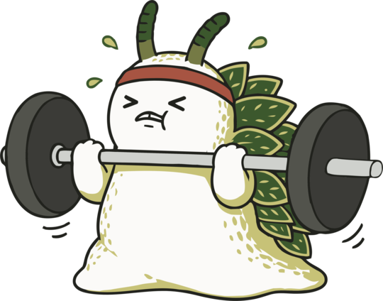 Funny Weightlifting Leaf Sheep Sea Slug Cartoon Cute Gym Ocean
