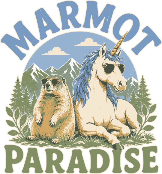 Marmot Paradise Unicorn Retro Camping Nature Graphic Tee