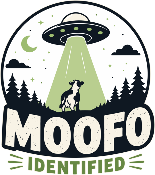 Moofo Identified Funny UFO Cow Alien Abduction Retro Sci Fi Humor