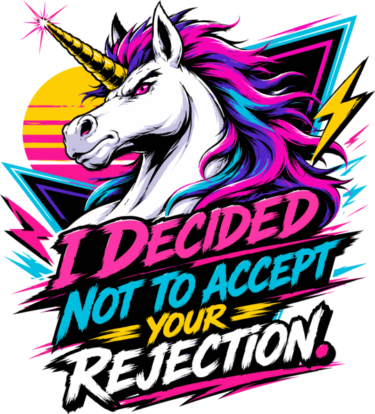Rejection Survivor Unicorn Retro Vaporwave Tee Funny Motivational Graphic
