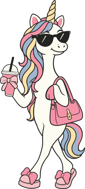 Stylish Unicorn with Sunglasses and Rainbow Hair Pretty Cute