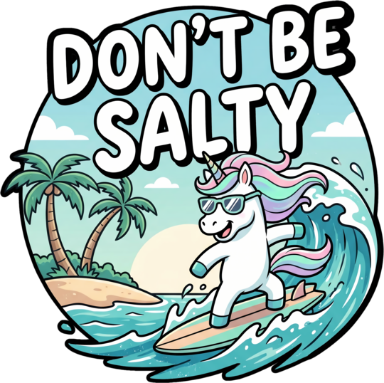 Surfer Surfing Unicorn Don't Be Salty