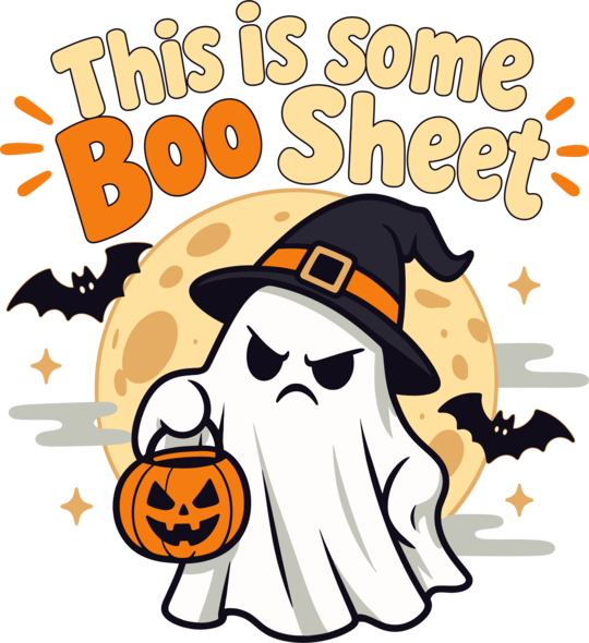 Upset Ghost Boo Sheet Halloween Witch-Hat Jack-O-Lantern