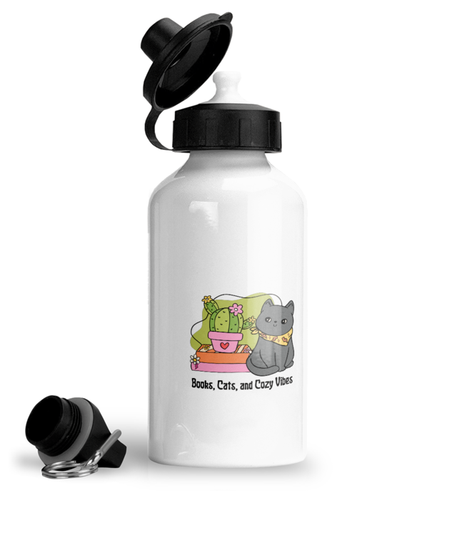 Books, Cats and Cozy Vibes Books, Cats and Cozy Vibes Bidon Sport  [bookish]Din Aluminiu Cu Carabina