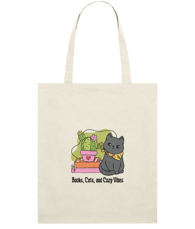 Books, Cats and Cozy Vibes Light Tote Bag [bookish]