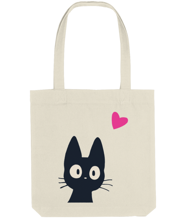 Cat Lover Tote Bag | Sacoșă Țesută de Bumbac Organic | Black & Pink Illustration