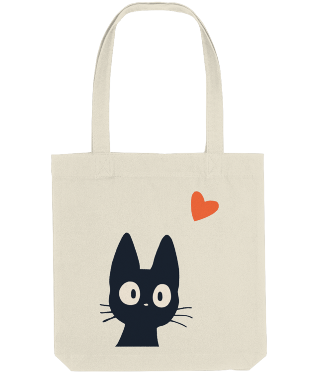 Cat Lover Tote Bag | Sacoșă Țesută de Bumbac Organic | Black & Orange Illustration