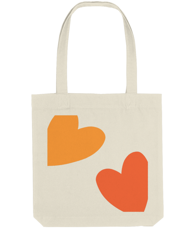 Heart Shapes Tote Bag | Sacoșă Țesută de Bumbac Organic | Gold & Orange Illustration