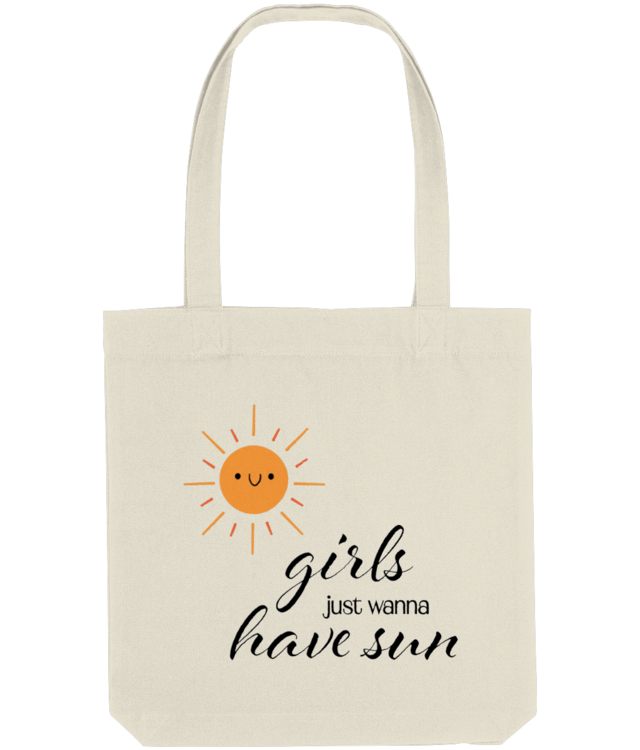 Beach Theme Tote Bag - ”Girls Just Wanna Have Sun” | Sacoșă Țesută de Bumbac Organic