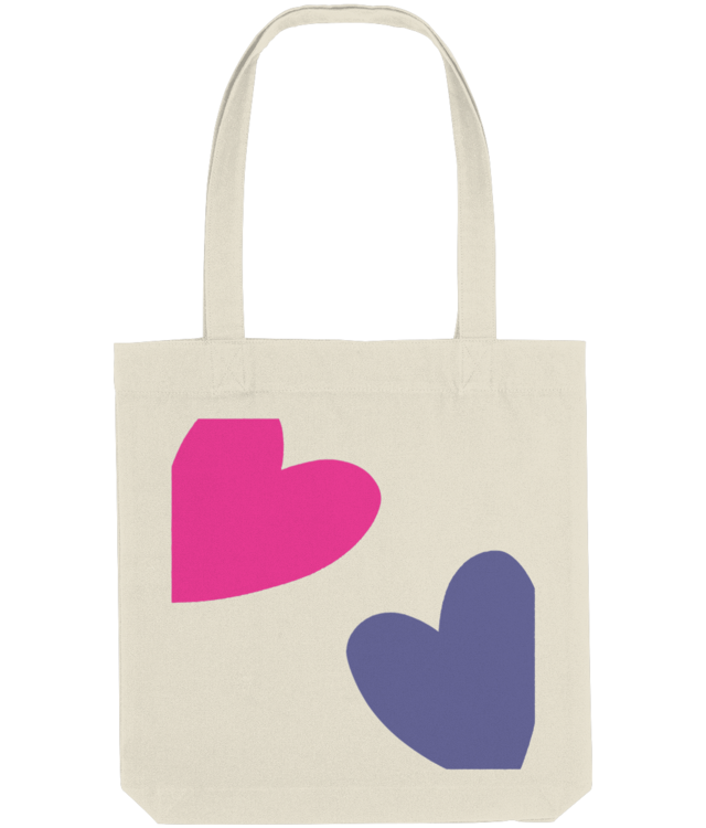 Heart Shapes Tote Bag | Sacoșă Țesută de Bumbac Organic | Pink & Purple Illustration