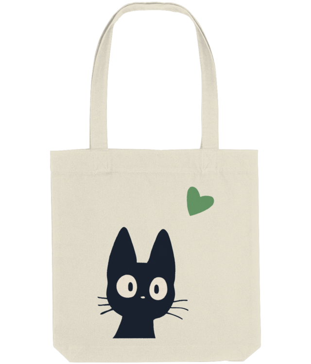 Cat Lover Tote Bag | Sacoșă Țesută de Bumbac Organic | Black & Green Illustration