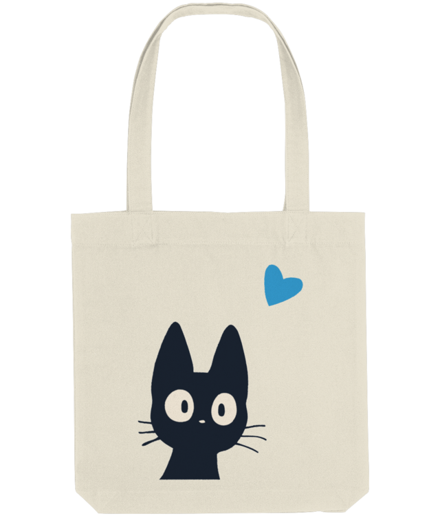 Cat Lover Tote Bag | Sacoșă Țesută de Bumbac Organic | Black & Blue Illustration