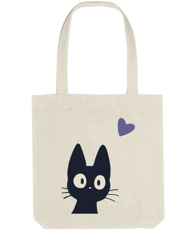 Cat Lover Tote Bag | Sacoșă Țesută de Bumbac Organic | Black & Purple Illustration