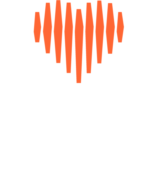 Heart-Shaped Soundwave, ”Music Sounds Better with You” | Creator 2.0 | Orange & White Illustration