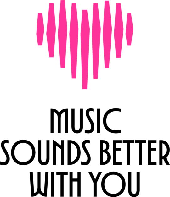 Heart-Shaped Soundwave, ”Music Sounds Better with You” | Creator 2.0 | Pink & Black Illustration