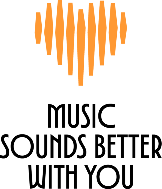 Heart-Shaped Soundwave, ”Music Sounds Better with You” | Creator 2.0 | Gold & Black Illustration