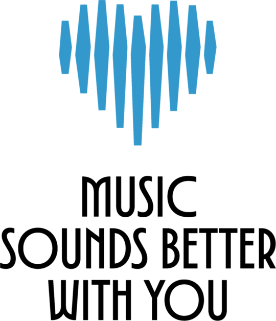 Heart-Shaped Soundwave, ”Music Sounds Better with You” | Creator 2.0 | Blue & Black Illustration