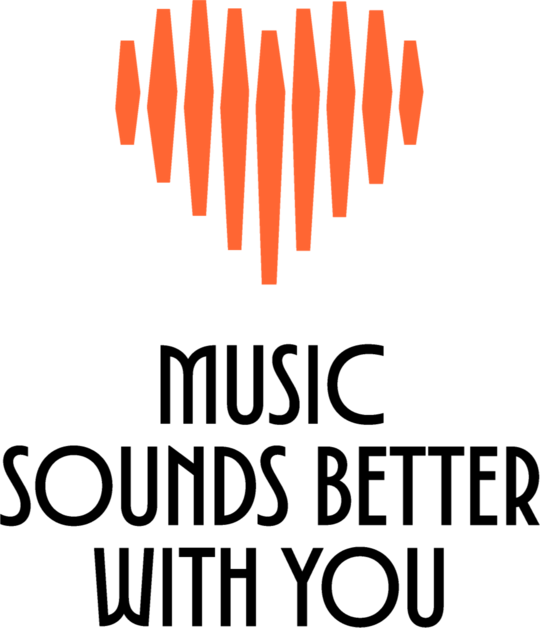 Heart-Shaped Soundwave, ”Music Sounds Better with You” | Creator 2.0 | Orange & Black Illustration